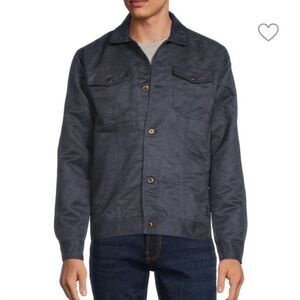 VTG 1946 Faux Suade Fleece Lined Navy Blue Trucker Jacket size XL